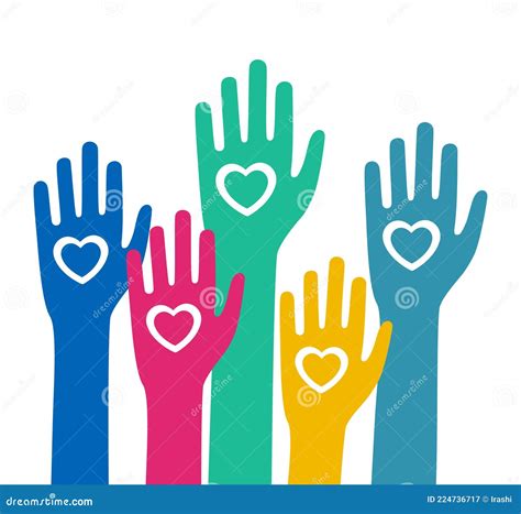 Rised Hands with Heart Volunteer Symbol Stock Vector - Illustration of friend, children: 224736717