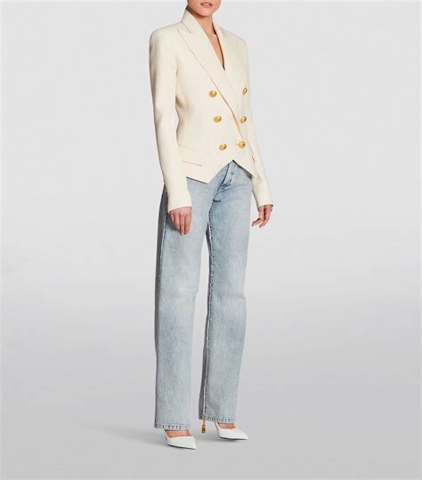 Womens Balmain White Wool Double Breasted Blazer Harrods Countrycode