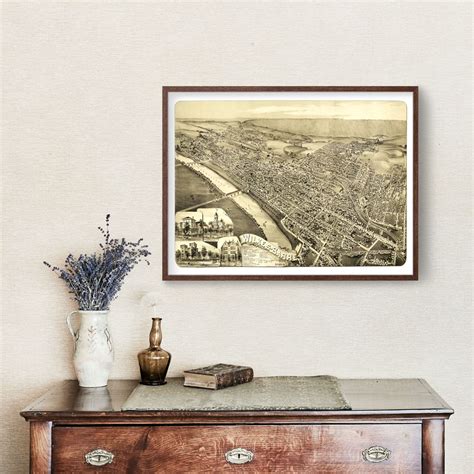 Vintage Map of Wilkes-Barre, Pennsylvania 1889 by Ted's Vintage Art