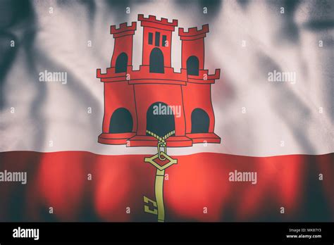 D Rendering Of An Old Gibraltar Flag Waving Stock Photo Alamy