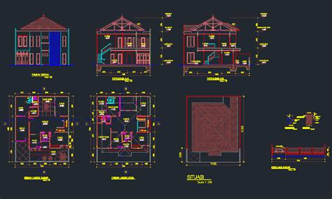 Gambar Kerja Rumah 2 Lantai Type 90 Dwg