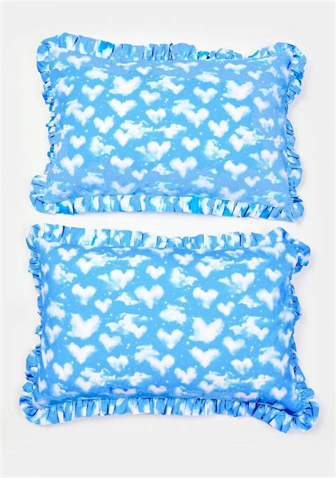 Dolls Home Cloud Print Ruffle Pillow Cases Dolls Kill Ruffle Pillow