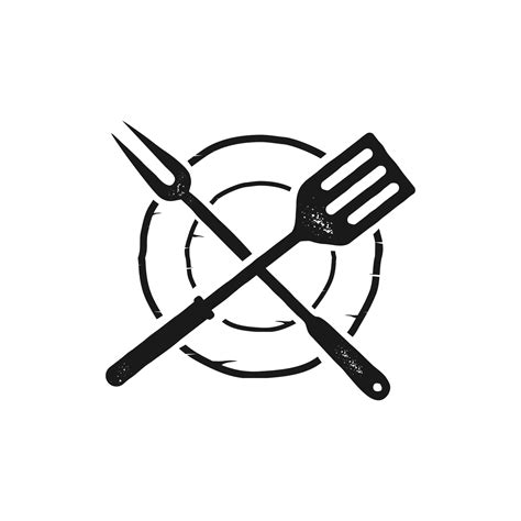 Fork And Spatula Logo Crossed Silhouette As Symbol Barbecue Food