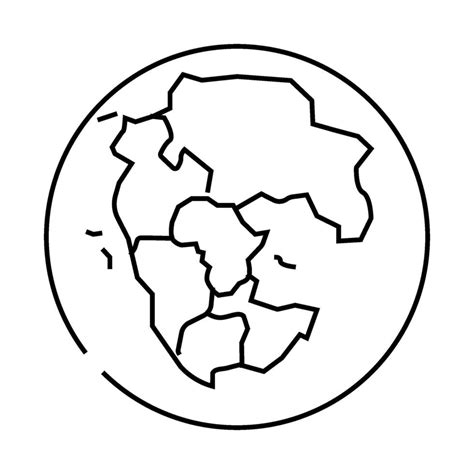 Pangaea Earth Continent Map Line Icon Illustration Vector Art