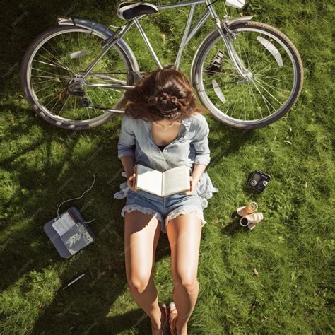 Premium Ai Image A Woman Sitting On The Grass Reading A Book