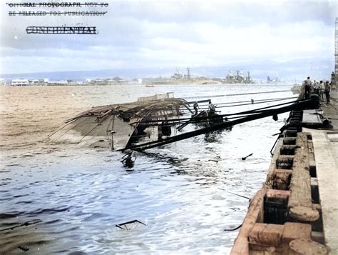 Photo Minelayer Uss Oglala Remains Capsized And Sunk At Pearl Harbors Ten Ten Dock After