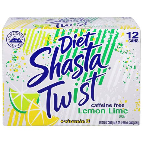 Shasta Soda Caffeine Free Diet Vitamin C Lemon Lime 12 Fl Oz