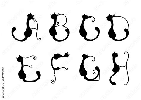 Cat Alphabet Vector A H Stock Vector Adobe Stock