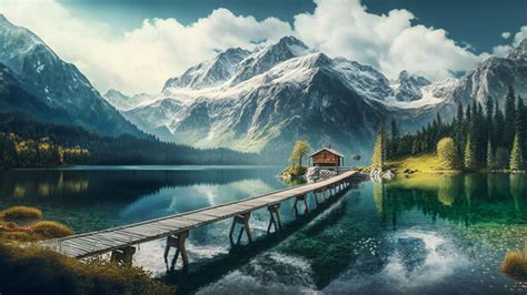 wallpaper bridge   lake  fiulo  deviantart
