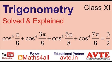 Cos 4 Pi 8 Cos 4 3pi 8 Cos 4 5pi 8 Cos 4 7pi 8 TRIGO