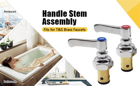 Meyffon Handle Stem Assembly Hot Cold Compatible With T S Brass Faucets Replace