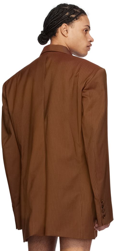 Egonlab Brown Pinstripe Blazer