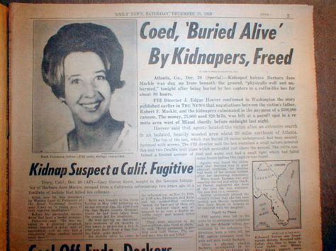 1968 Ny Daily News Newspaper Barbara Jean Mackle Kidnapped Buried In