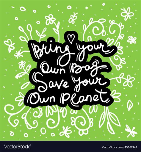 Bring Your Own Bag Save Planet White Royalty Free Vector