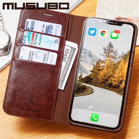 Musubo Genuine Leather Flip Case For IPhone 16 Pro 15 Xs Max Luxury