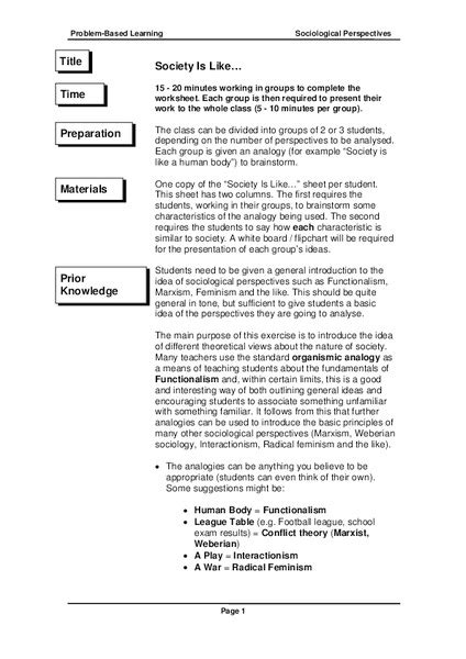 Sociology Lesson Plans And Worksheets Lesson Planet