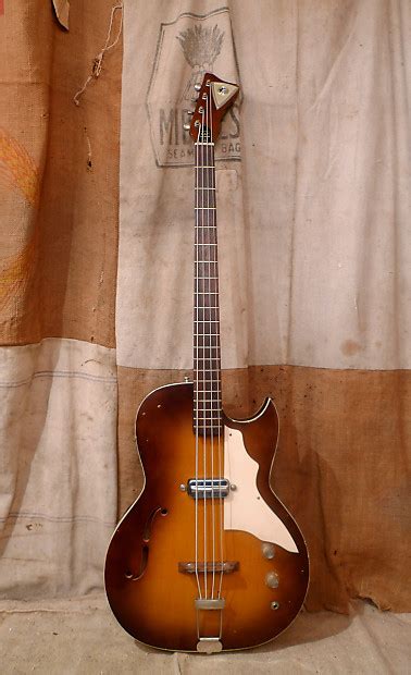 Kay Hollow Body Bass Guitar 1950 S Sunburst Reverb