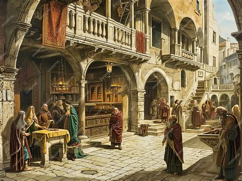 Premium Photo | Medieval Florentine Banking Scene Illustration