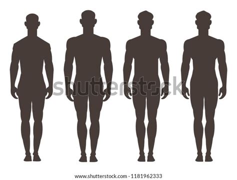 Man Naked Figue Silhouette Set Four Stock Vector Royalty Free Shutterstock