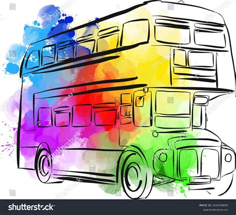 Colorful London Bus Real Drawing By Stock Vector (Royalty Free) 2165299643 | Shutterstock