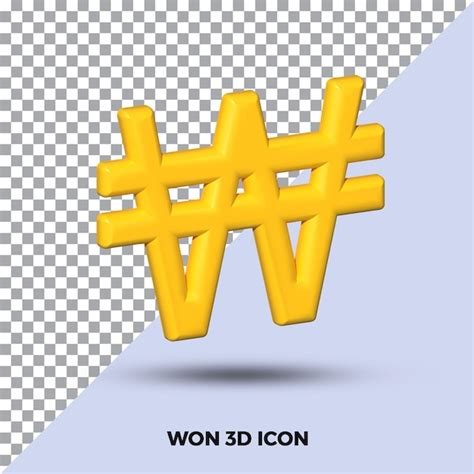 Premium PSD Yellow Won 3d Icon Psd