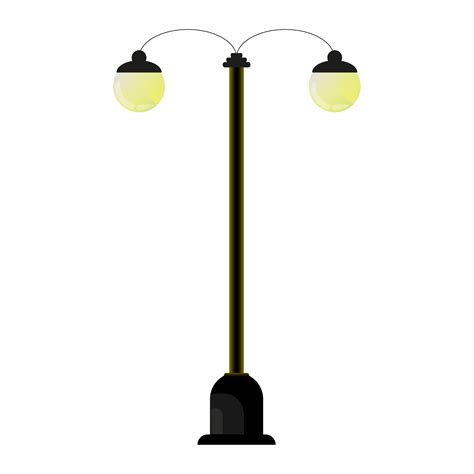 Streetlamp in night in cartoon style. Urban road lights. Classic park