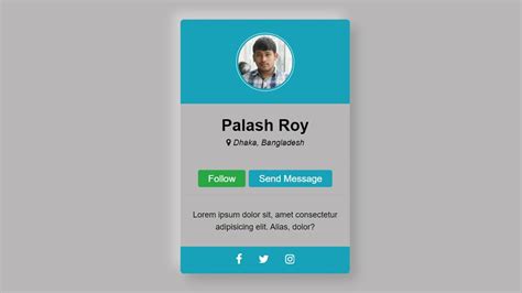 How To Create A Profile Card Design Using Html Css Amazing Profile