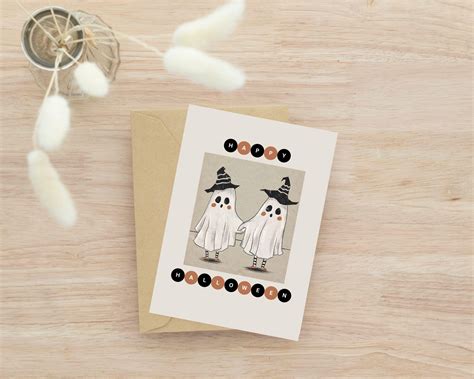 Halloween Ghost Card Cute Printable Blank Halloween Greeting Card