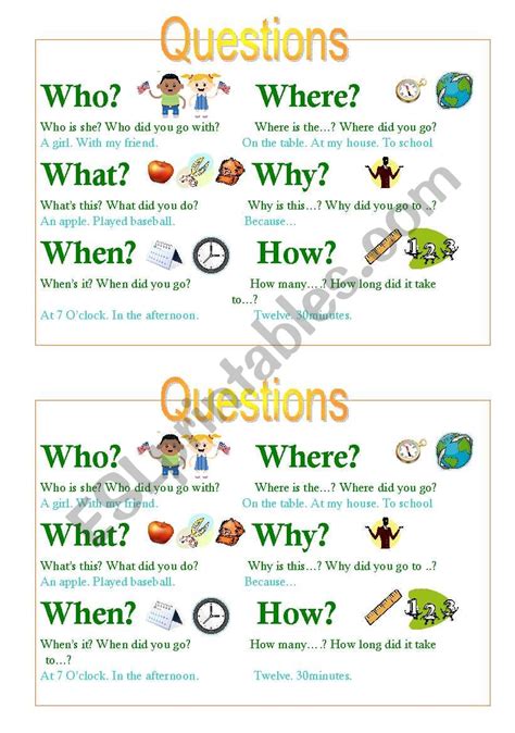 Who What When Where Why Chart Esl Worksheet By Rebaimdug