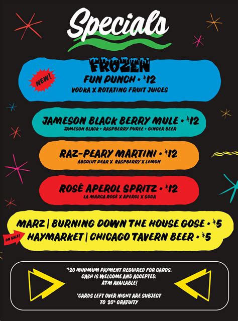 Menu — Beauty Bar Chicago