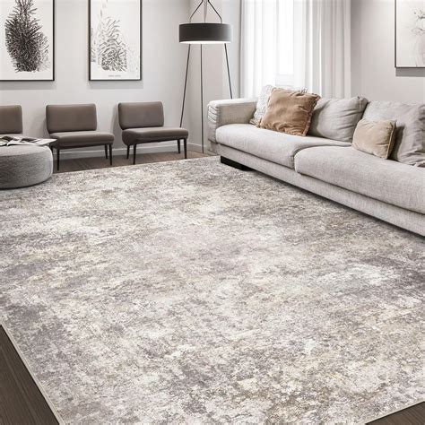 Area Rug Living Room Rugs - 8x10 Abstract Large Soft Indoor Washable