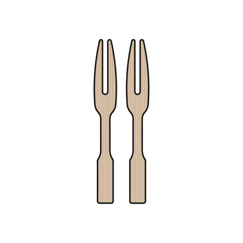 Kids drawing Cartoon Vector illustration wooden mini fork Isolated in ...