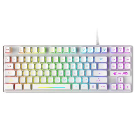 Wired LED Backlit Keyboard 87-Key PC Mechanical Lighted Keyboards Black ...