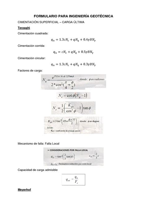 Solution Formulario Para Ingenier A Geot Cnica Rev Studypool