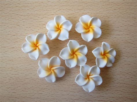 Pcs Plumeria Frangipani Flower Polymer Clay Beads Flatback