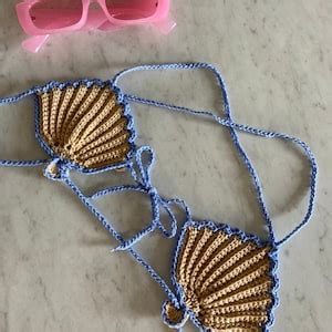 Bikini Set Crochet Patterns Seashell Top And Brazilian Bottom Etsy