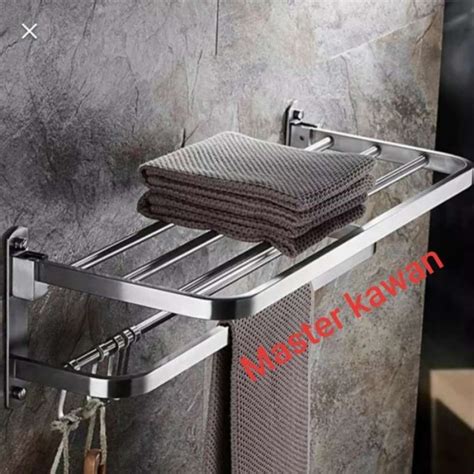 Promo Rak Handuk Stainless Sus Lipat 60 Cm Gantungan Peralatan Kamar