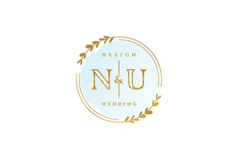 Initial Nu Beauty Monogram And Elegant Logo Design Handwriting Logo Of