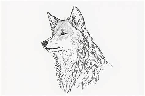 premium ai image drawing   wolf head  white background