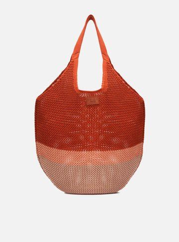 Bolsa Shopping Nude Colorida Crochê Grande Arezzo