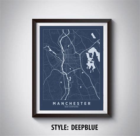 Map of Manchester NH Manchester Map Manchester Poster - Etsy