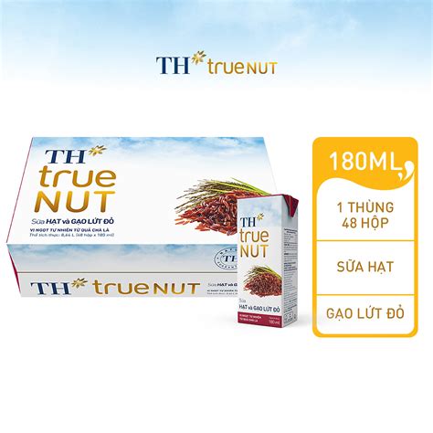 Thùng 48 hộp sữa hạt và gạo lứt đỏ TH True Nut 180ml 180ml x 48 Tiki