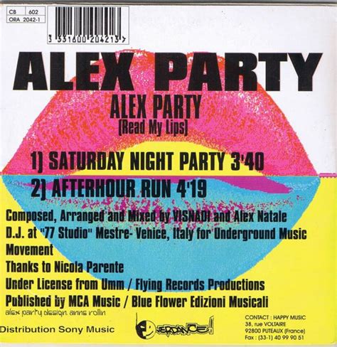 Alex Party Alex Party Read My Lips 1994 Cardboard Sleeve Cd