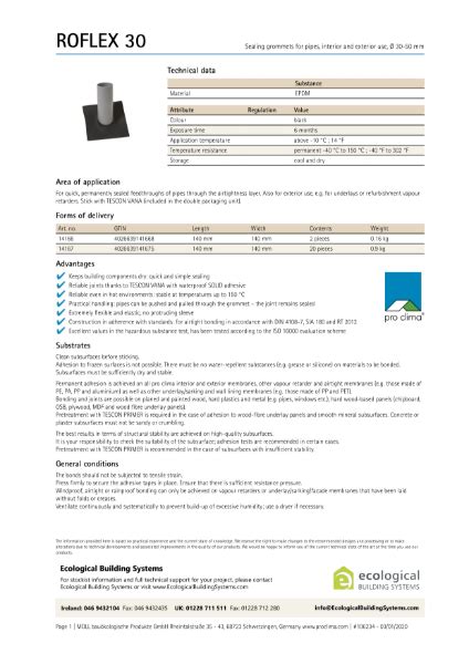 Roflex 30 Technical Datasheet Pro Clima NBS Source