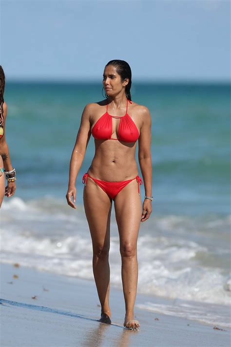 Padma Lakshmi Sizzles In A Red Bikini As She Hits The Beach In Miami