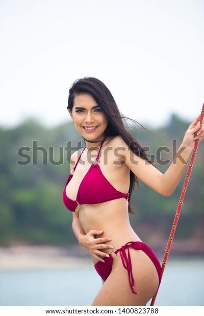 Elegant Sexy Woman Red Bikini Have Stock Photo Shutterstock