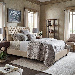 Knightsbridge Beige Linen Rolled Top Tufted Chesterfield Bed With