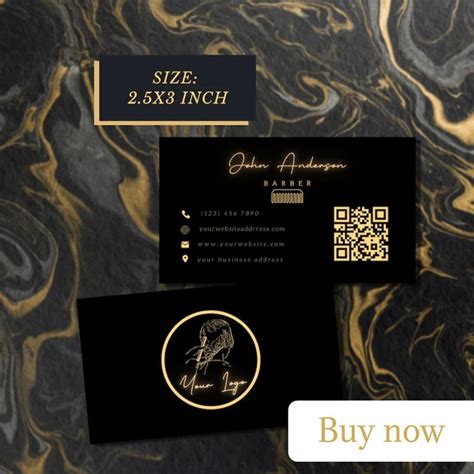 Custom Barber Business Card Design Black Gold Barber Salon Business