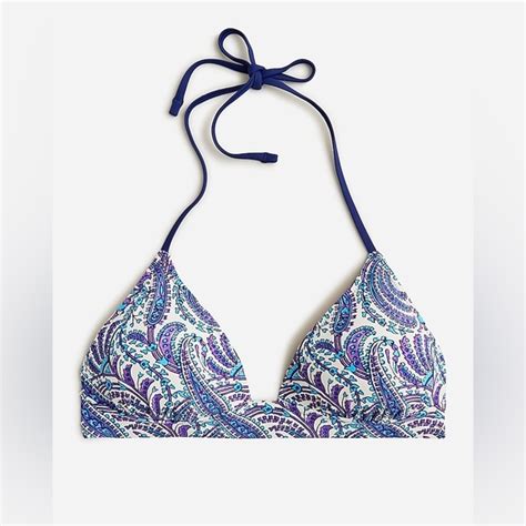 J Crew Swim New Jcrew Plunge Bikini Top In Purple Paisley B0 Poshmark
