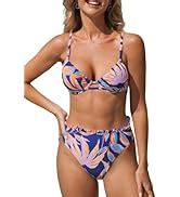 Cupshe Women S Bikini Set Cutout Lace Up Bikini Swimsuit High Cut Two Piece Swimwear Bathing